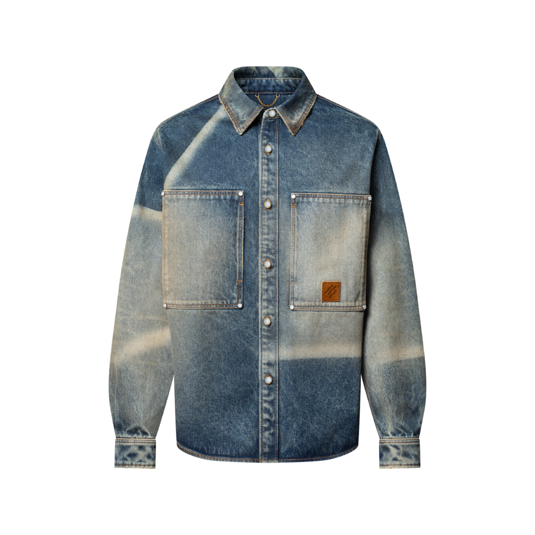Sunfaded Effect Denim Long-Sleeved Shirt - Ready-to-Wear | LOUIS